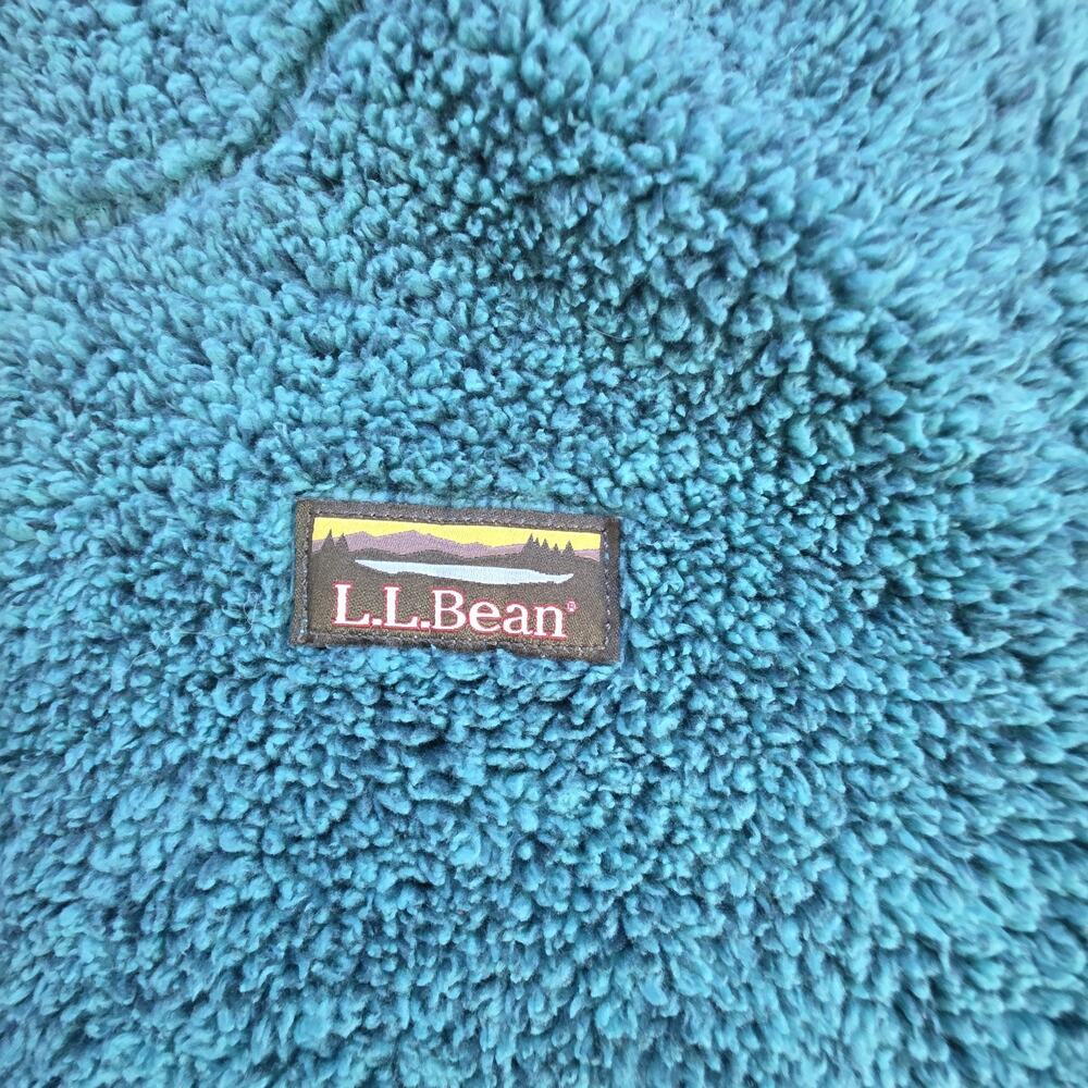 L.L.Bean Mountain Pile Fleece Hoodie Pullover Teddy Sherpa XS Mens Teal Blue - Picture 3 of 5